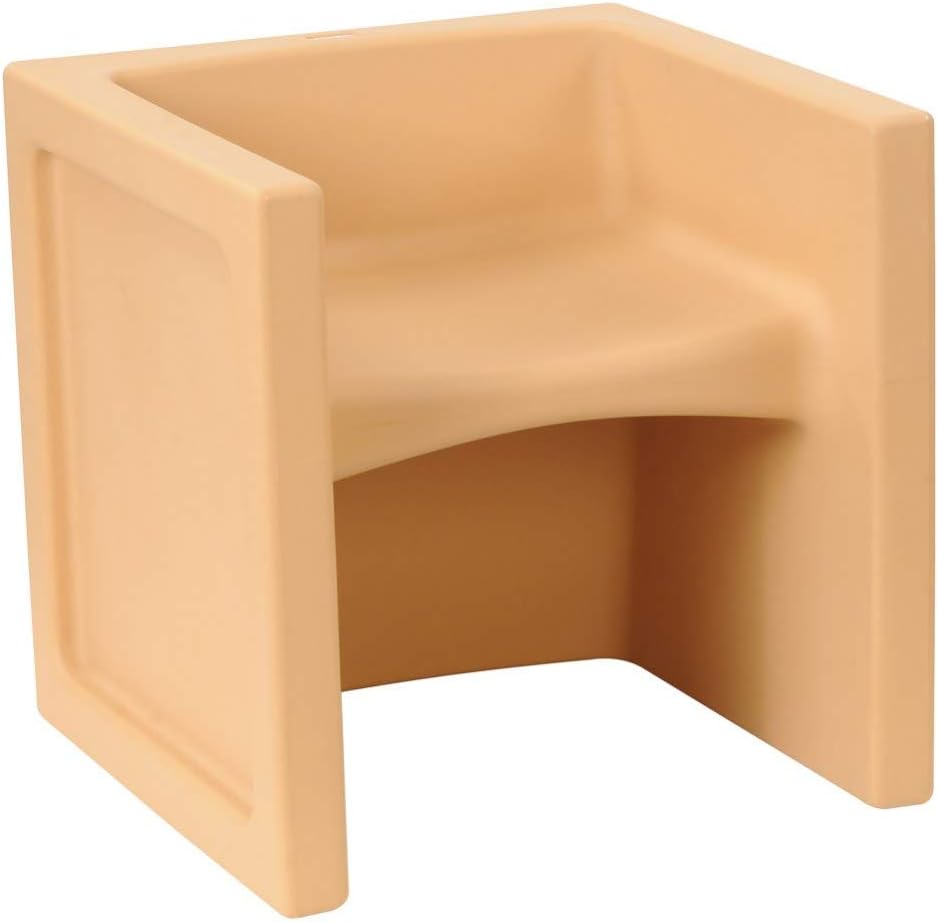Kaplan Early Learning Versatile Comfortable Natural Cube Chair for Toddlers - Kids Lightweight, Waterproof, Reversible Seat