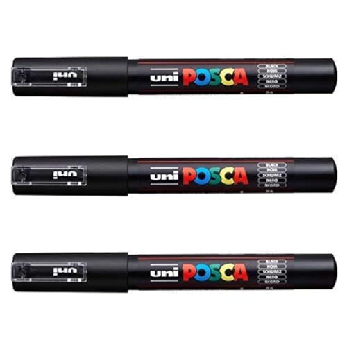 Posca Lot de 3 marqueurs PC-1M Uni-Ball (gamme complète de 22 couleurs disponibles)