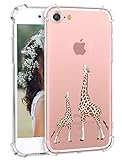 Cute iPhone 8 Case Giraffe iPhone 7 Case, Hepix Cute Amusing Whimsical Design Clear Printed Transparent Flexible TPU Protective Bumber Case Cover