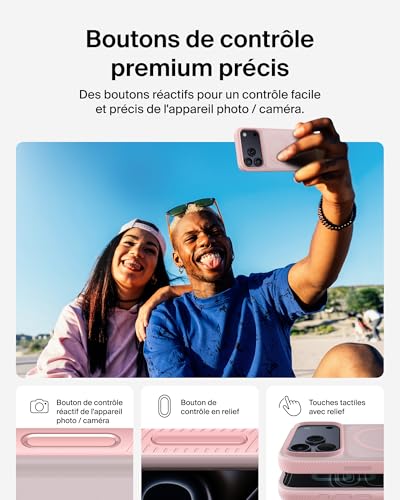 Belkin SheerForce Grip Coque iPhone 17 Pro Max Coque de Protection Compatible MagSafe Design Fin Protection avec Rainures Antidérapantes Magnétique et Anti Impacts - vue 5