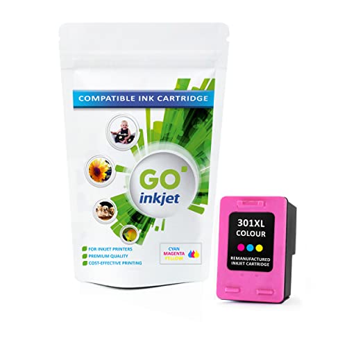 GO Inkjet 301 XL Cartouche d'encre couleur compatible avec les imprimantes à jet d'encre HP Cartouches d'encre reconditionnées Qualité supérieure Cover
