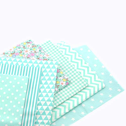 Fat Quarter Fabric Bundles Pre-Cut Quilting Cotton Twill Printed Assortments,Good Quality Craft Cloth Bundle Squares,DIY for Sewing Crafting Rose Flavor(ice Blue,18 by 20.5Inch) - Thumbnail 3