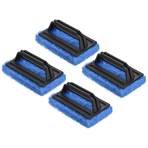 Image of PATIKIL 15cm Scouring Pad Brush, 4 Pack Cleaning Scrub with Handle Kitchen Bathroom Sponge Washing Tools, Blue