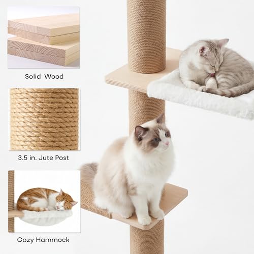 Árbol para gatos de 5 niveles ajustable de piso a techo miniatura 3