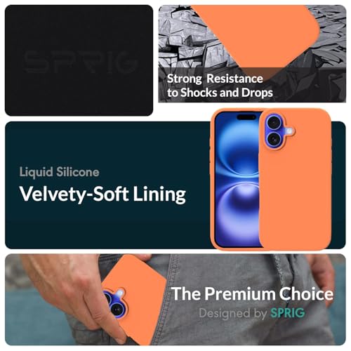 Image of SPRIG Compatible with iPhone 16 Premium SilkMag (Liquid Silicone Magnetic) Back Cover Drop Tested Shock Proof Mobile Case for Men, Women, Boys and Girls with Camera Protection (Light Orange)