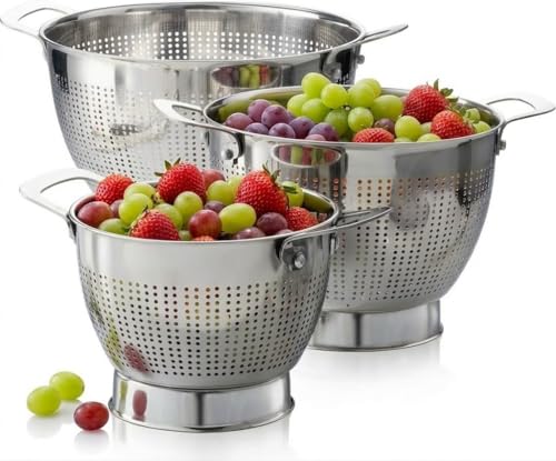 YH-Goods Stainless Steel Colander 3-Piece Set