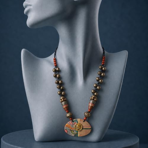 Image of Handcrafted Tribal Dhokra & Floral Charm Necklace Collection | Artisan Brass, Glass & Contemporary Statement Necklaces for Women | Ethnic, Elegant & Artistic Jewelry