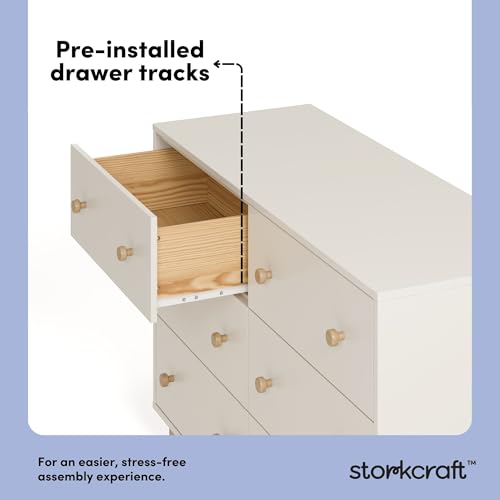 Image of Storkcraft Texas 6 Drawer Dresser, Frosted Oat and Driftwood