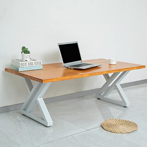 Fjankui Coffee Table Legs White Set Of 2, 16" Height 18” Wide Metal Bench Legs Base, Diy Triangle Shape Industrial Heavy Duty With Adjustable Foot Pads Furniture Desk Chair Legs #TOP6