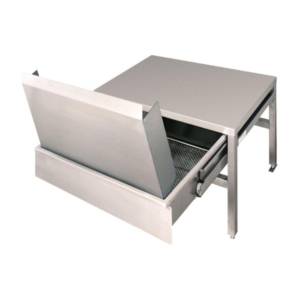 ST28 Heavy Duty Equipment Stand, for Single Kettles Only, Open Base with Sliding Drain Drawer & Splash Screen, 28" W x 26" D, 18" H, Stainless Steel Construction