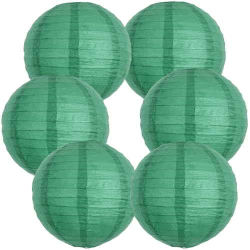 BEISHIDA 12-Inch Green Round Paper Lanterns (6 Pack)