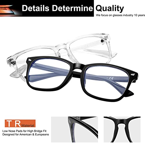 Image of IFLASH Blue Light Blocking Glasses Gaming Filter Transparent Square Eyeglasses for Eye Protection Men Women, Computer /Tablet /Laptop /Mobile /TV, Anti-blue & Anti eyestrain