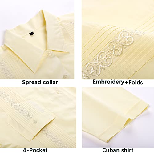 Men's Short Sleeve Guayabera Shirts for Men Button Down Cuban Beach Shirt Tops2