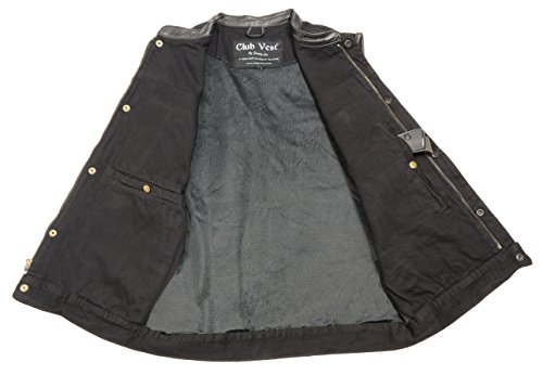 Club Vest Men's Side Lace Denim Club Vest With Hidden Zipper(Black, 3X) #TOP2