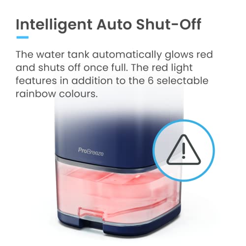 Pro Breeze 1000ml Dehumidifier for Bathroom - Quiet, Portable & Small Air Dehumidifier for Bedroom Mould, Damp & Moisture - with 4-Hour Timer, Auto Shut-Off & LED Changing Lights - Blue
