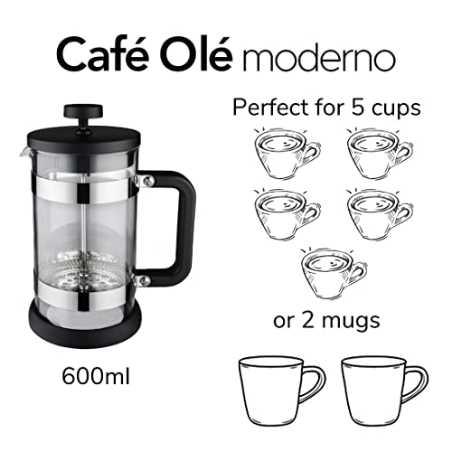 Café Olé Moderno Cafetière, French Press coffee maker, stainless steel mesh filter - Image 2