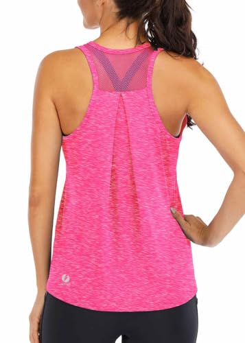 Image of ICTIVE Workout Tops for Women Loose Fit Racerback Mesh Backless Muscle Tank Running Shirts