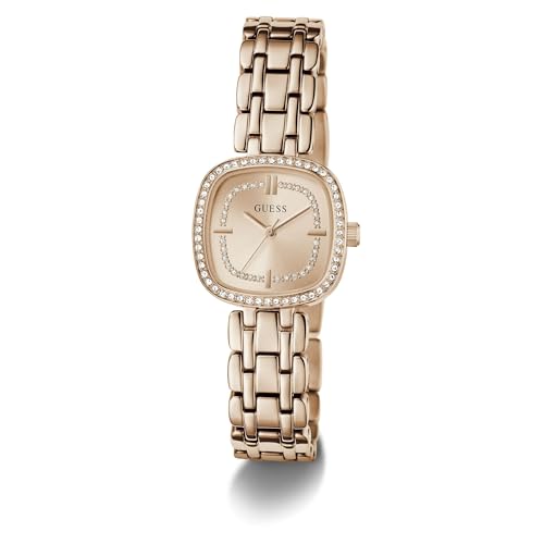 Image of GUESS Square 25mm Rose Gold Dial Analog Women Watch - GW1018L4