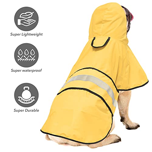 Hooded Dog Rain coats – Reflective Adjustable Pet Rain Coat, Lightweight Dog Waterproof Raincoat Slicker Poncho with Leash Hole for Small, Medium, Large Dogs (Yellow, X-Large) Hooded Dog Rain coats – Reflective Adjustable Pet Rain Coat, Lightweight Dog Waterproof Raincoat Slicker Poncho with Leash Hole for Small, Medium, Large Dogs (Yellow, X-Large)