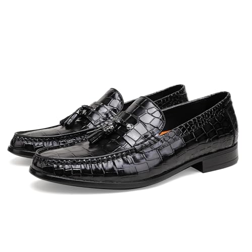 Tassel Loafers for Men, Crocodile Pattern Dress Shoes with Tassel Casual Classic Penny Loafers2