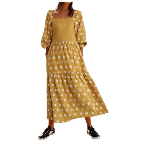 Robe brodée florale style bohème et chic pour femmes avec poches