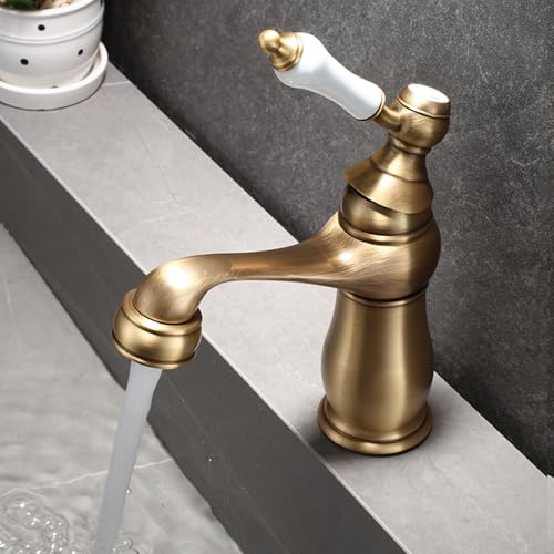 Robinet de lavabo rétro en laiton antique mitigeur chic