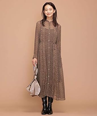 Amazon Co Jp ナノ ユニバース Nano Universe 別注小花柄ワンピース F ブラウン Ne Quittez Pas 服 ファッション小物