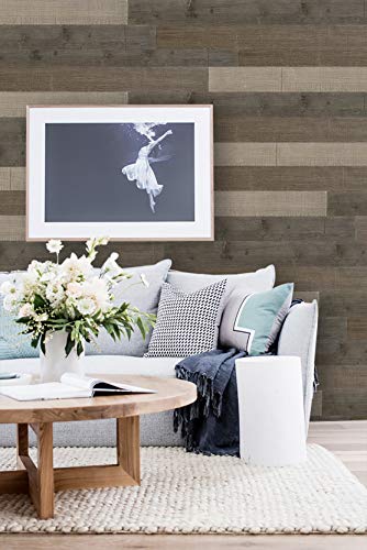 3D Wall Panels FRP Faux Stone Wallpanel for Tv Walls, Sofa Background, Wall Art Decorative Extrior and Interior Wall Tiles (1 Box Wood Wall Panel, Grey Combination)