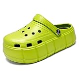 Jakcuz Women's Platform Clogs Garden Shoes Non-Slip Outdoor Beach Slippers Closed-Toe Green Sandals Slides