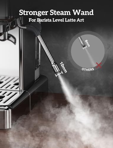 Image of COUPLUX Smallest 58MM Espresso Machine with Grinder, 5 Temp 205℉ Max | 30 Grind Settings with Anti-static, 15 Bar Espresso Machine with Powerful Milk Frother for Americano, Cappuccino, Latte