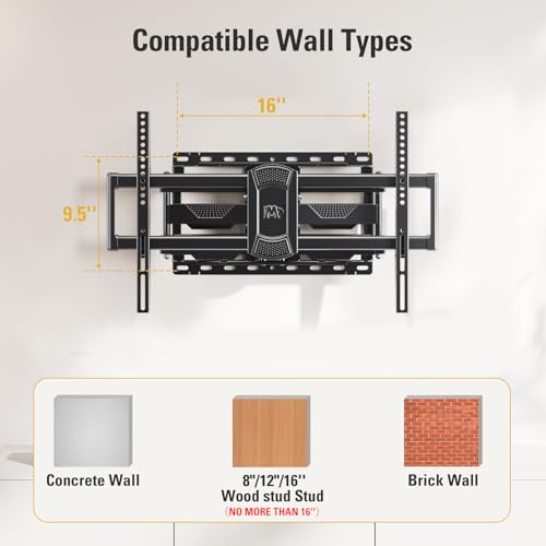 Image of Mounting Dream UL Listed TV Wall Mount for Most 42-90 Inch TV, Full Motion, with Swivel and Tilt, TV Bracket with Articulating Dual Arms, Fits 16inch Studs, Max VESA 600X400 mm, 100 lbs,MD2617