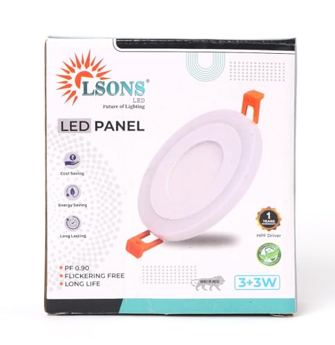 Image of 3+3W Round LED Panel Light (White + PGB Multicolor) | Slim Recessed Ceiling Light | Flicker Free | PF 0.90 | 90-300V AC | 1 Year Warranty | Made in India