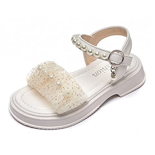 TangDao Girls Glitter Sandals Open Toe Cute Pearls Princess Little Girls Flats Fashion Summer Dress Shoes Sandals for Toddler/Little Kid/Big Kid