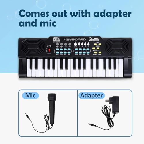 Image of INTERN Digital Electronic Piano Keyboard | LED Display, Mic & Adapter | Music Keyboard for Kids & Beginners with 8 Rhythms, 8 Tones, 22 Demo Songs & 4 Percussions Sounds. (3701-KB)