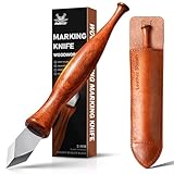 RAVS Double Bevel Striking Marking Knife Woodworking and Leather Sheath, Premium Rosewood Handle Scribing Knife with High Carbon Steel Blade for All Sorts of Wood