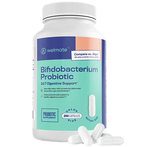 WELMATE Bifidobacterium | Probiotic Supplement | Supports Gut Health | Immune Support | Digestive Enzymes | Gluten Free | Vegan | Men & Womens Probiotic | Value Size | 200 Count