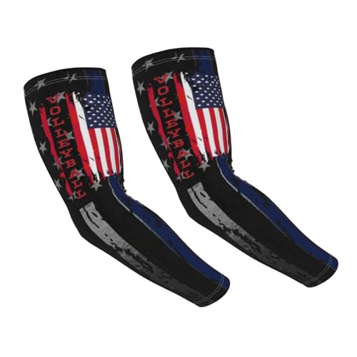 SwpWab USA Flag Volleyball Sun-Defying Elegance Comfortable Cooling Arm Sleeves