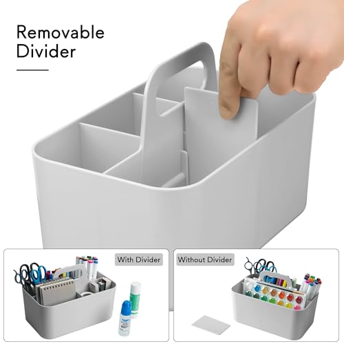 Image of Tiawudi Multipurpose Caddy Organizer, Plastic Caddy with Handle, Stackable Desk Organizer for Stationery, Marker and Pencil, Office Supplies Organizer, Dorm Caddy (Pack of 2)