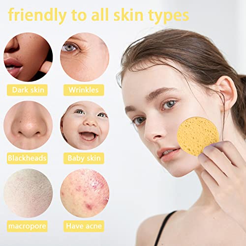 Spunspon 100-Count Facial Sponges Compressed Natural Cellulose Sponge Round Shape Face Sponge for Face Cleansing Exfoliating and Makeup Removal - Image 2