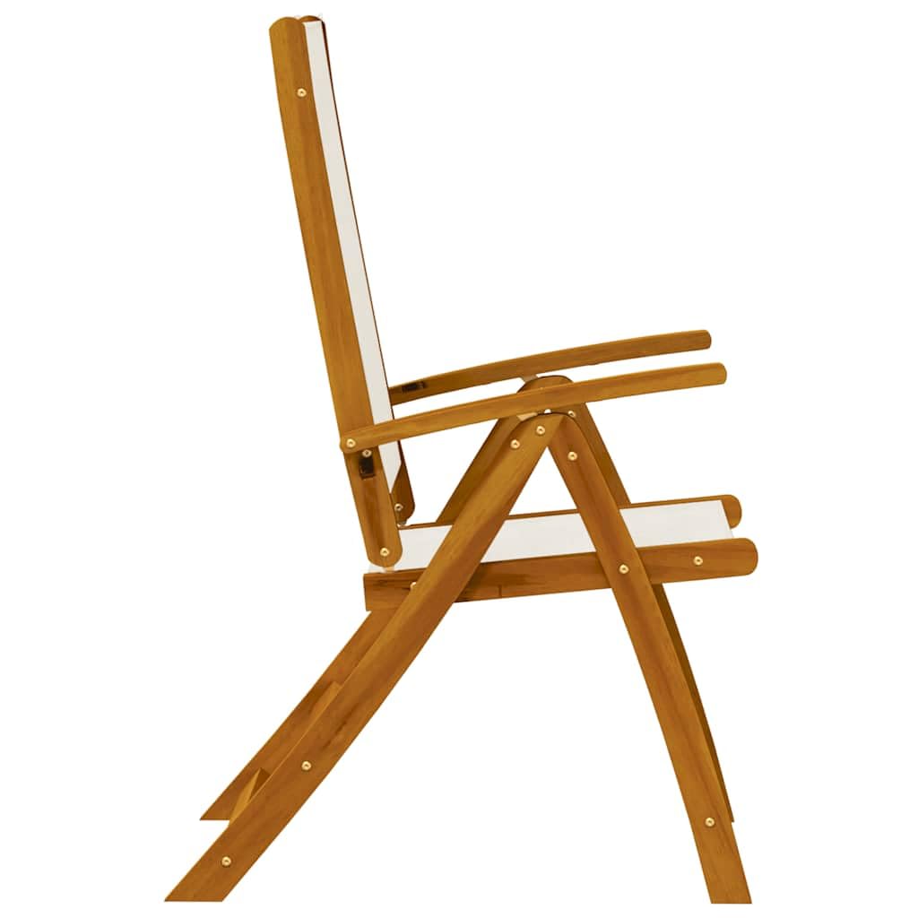 Juego de 8 sillas plegables de jardín de madera de acacia con funda de textileno y respaldo ajustable, para terraza, jardín, balcón