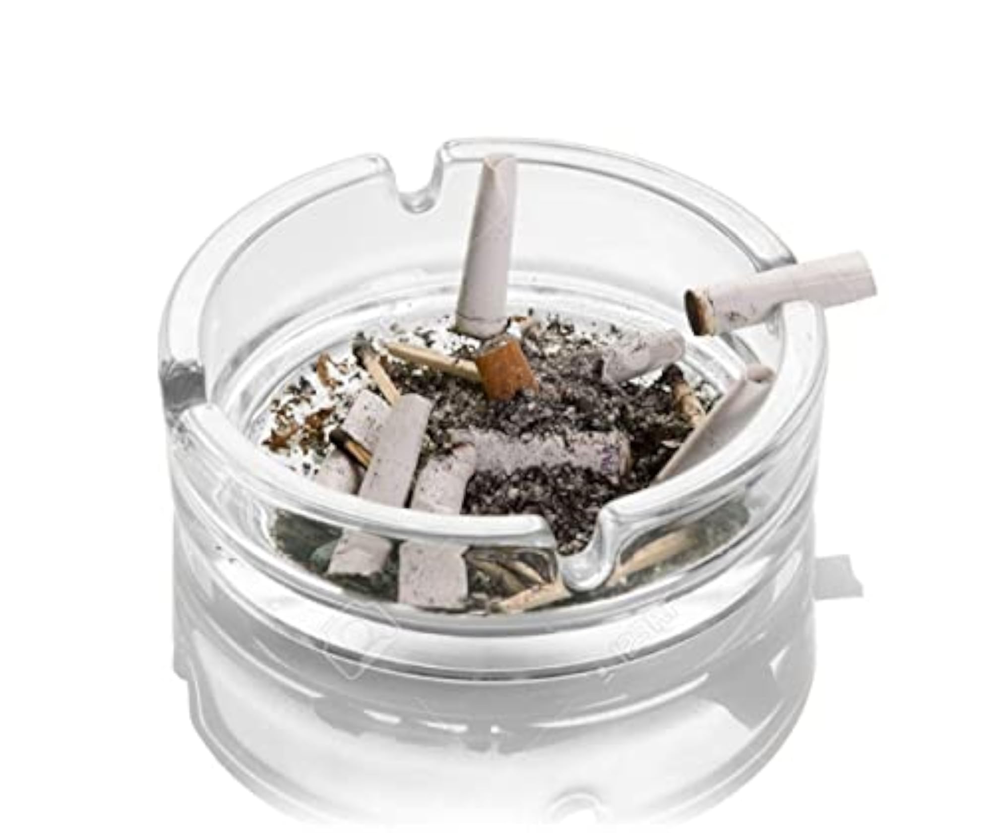 Glass Tabletop Ashtray with Smooth Rounded Edges