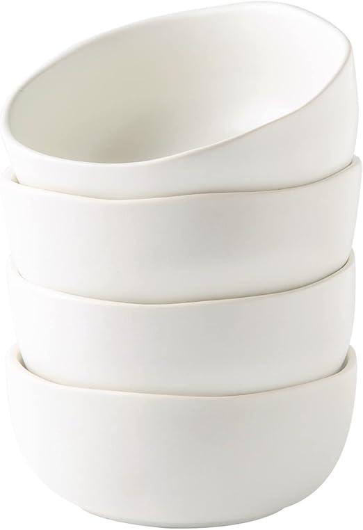 AmorArc Stoneware 28oz Large Ceramic Soup Bowls Set of 4 for Meal, White