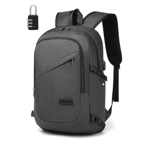 Kono Mochila Ordenador Portátil Antirrobo 15,6" Hombre Mujer, Gris Oscuro