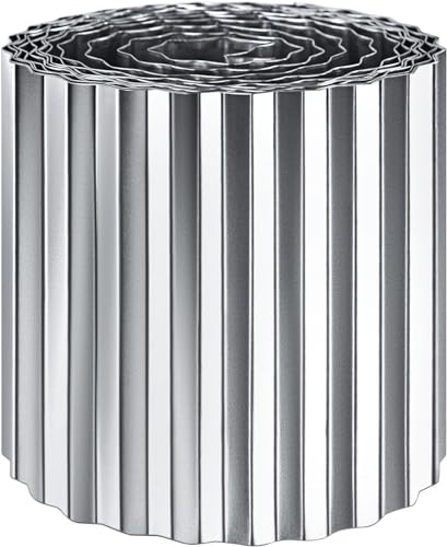 Meyoppm Borde de jardín corrugado de 12 pulgadas x 20 pies, bordes de metal resistentes para jardín, bordes de metal para paisajismo, bordes de jardín de metal para césped, bordes y macizos de flores
