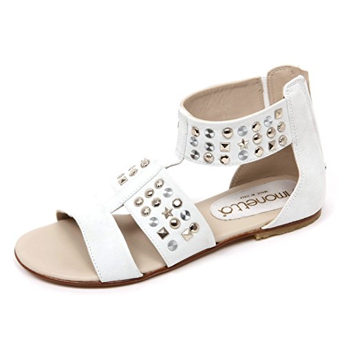 Sandales en cuir blanc Simonetta C9674 avec détails cloutés