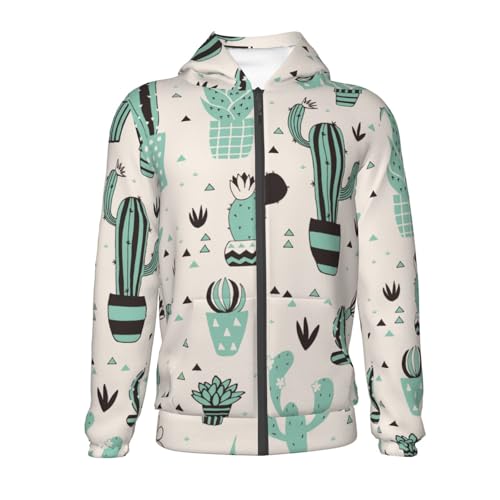 Cactus in a Flower Pot Kid Hoodies Boys Zip Up Sweatshirts Girls Pullover with Pocket2
