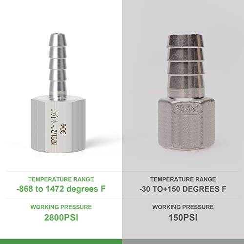 Accesorios de manguera de aire 1/2 FNPT en acero inoxidable duradero 4