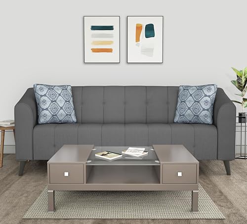 Image of Adorn India Mystic 3 Seater Sofa (Grey) (3 Year Warranty)
