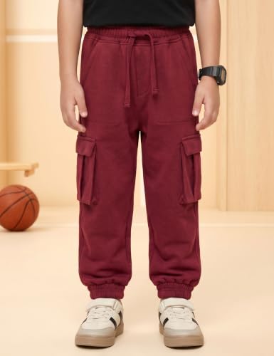 Image of Amazon Brand - Symbol Kids Boys Cotton Blend Solid Cargo Track Pant