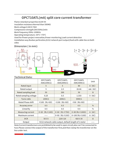 Transformador de corriente OPCT16ATL tres en uno con rango adaptable de 5A hasta 150A 5